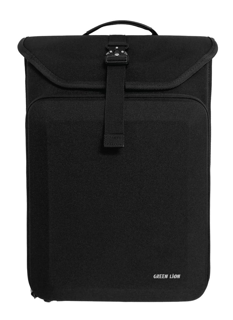 GREEN LION Slim Gear Laptop Backpack with Soft Fabric & Multi-Layer Storage / Suitable for to 16 inches Laptops / Hand Wash / Airing / Waterproof / EVA Hard Shell / Durable Zipper / 360° Full Protection - Black 