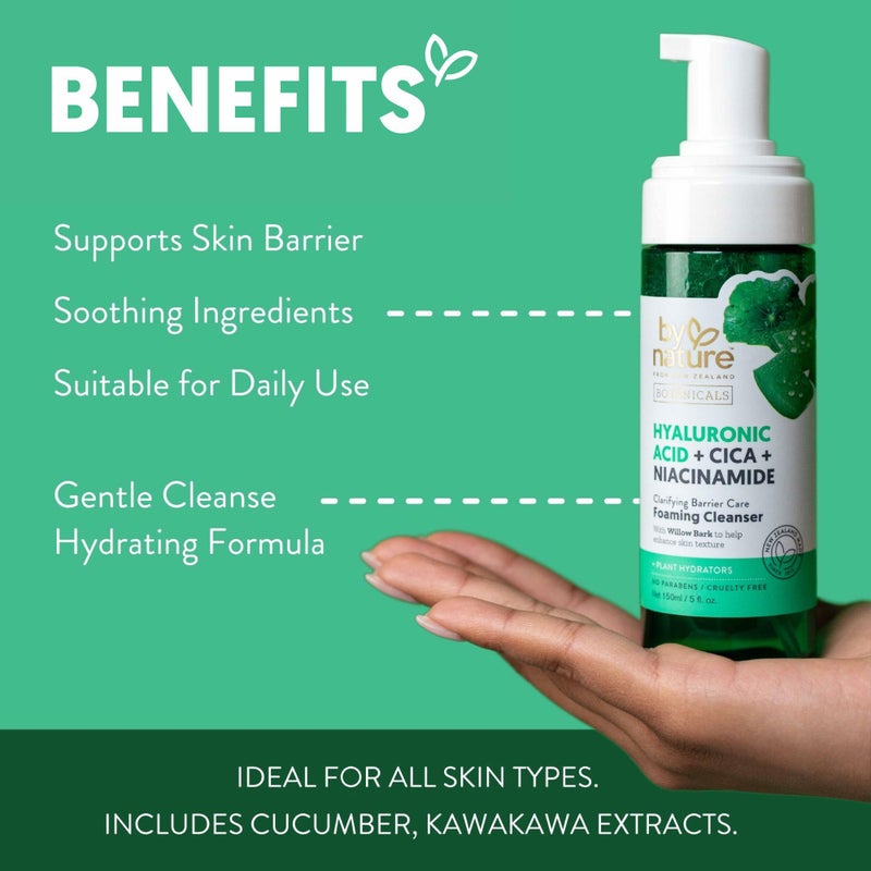 By Nature Foaming Cleanser with Hyaluronic Acid + Cica - Hydrating Face Cleanser For Bright and Fresh Skin - Skincare from New Zealand - 5 fl.oz - Image 2