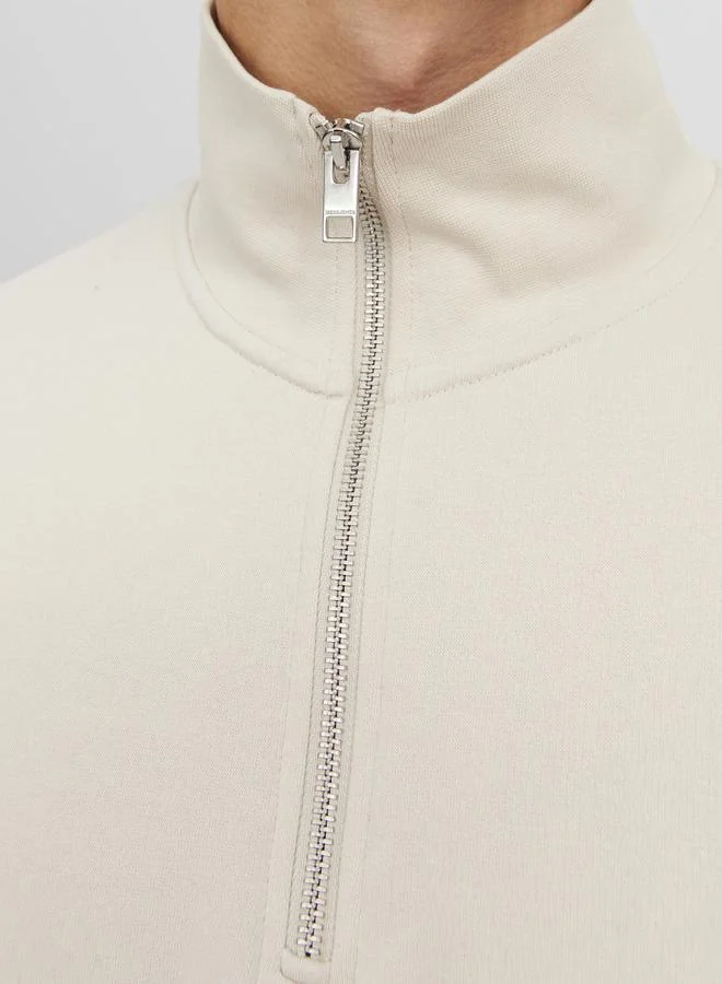 JACK & JONES Text Print Half-Zip Sweatshirt