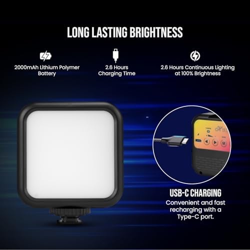 HIFFIN LT-003 Selfie Light with 3000-9000K Adjustable CCT | 3 Light Modes (White/Warm/Natural) | 7W Power, 2000mAh in-Built Battery, USB-C Charging, Portable Size for Phones, Vlogging & Video Making - Image 4