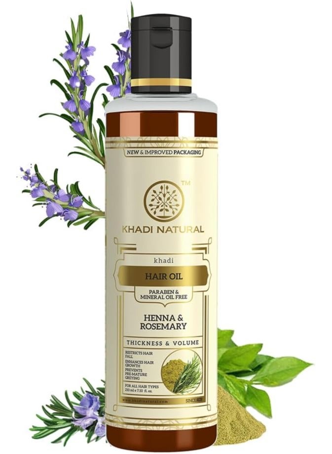 كادي نيتشورال زيت شعر خادي الطبيعي بالأعشاب الأيورفيدية والروزماري والحناء (210 مل) متعدد الاستخدامات - Image 1