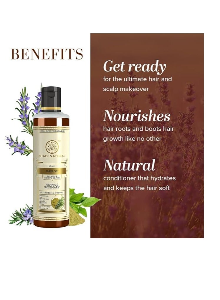 كادي نيتشورال زيت شعر خادي الطبيعي بالأعشاب الأيورفيدية والروزماري والحناء (210 مل) متعدد الاستخدامات - Image 2