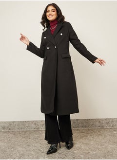 Regular Fit Wool Like Double Breasted Midi Dress Coat