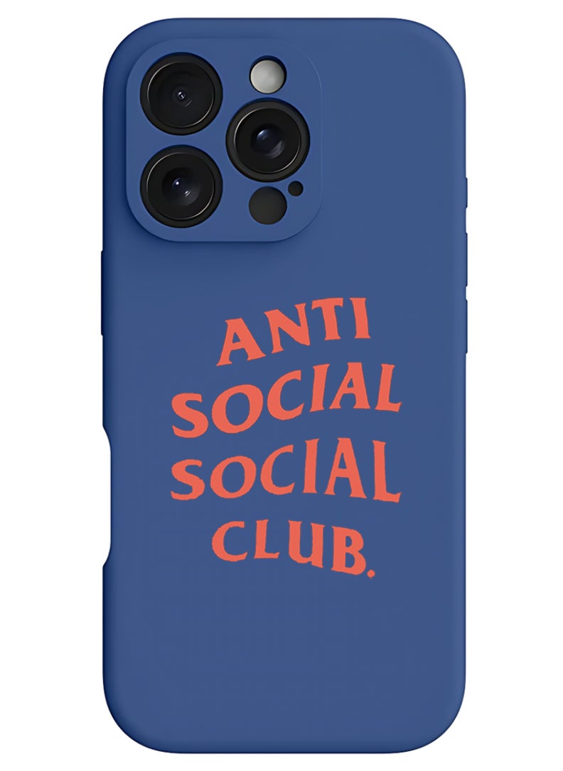 Theodor - iPhone 16 Pro Max Blue Protective Slim Fit Case Liquid Silicone Cover with Full Body Protection Anti-Scratch Shockproof Case For iPhone - Anti social social club - Image 1