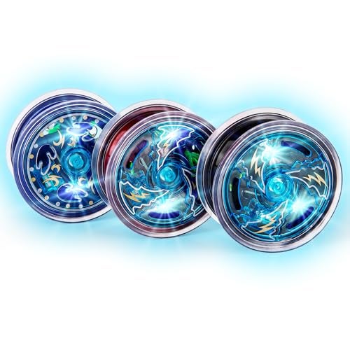 ArtCreativity Light Up Metal Yoyos for Kids Set of 3 Classic YoYo Toys with Flashing LEDs LightUp Birthday Party Favors Goodie Bag Fillers Holiday Stocking Stuffers Classroom Prizes - Image 1
