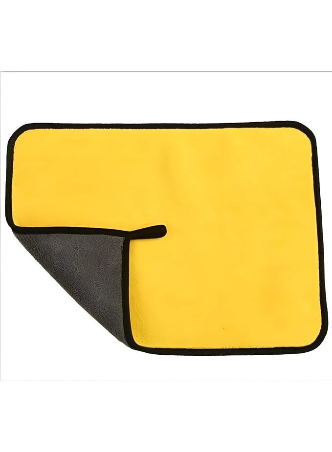 Large high-quality microfiber towel - size 70cm * 40cm - super soft - high water absorption and surface cleaning capacity - yellow - Image 1
