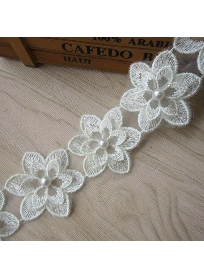 Gray 3D Soluble Pearl Organza Lace Trim Ribbon 55mm for Wedding Dress Craft - Image 5