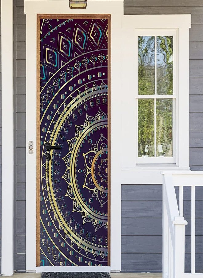 Jacklove Door Sticker Wall Paper-3D Door Mural Mandala Wall Decal Self-Adhesive Waterproof Removable Wallpaper Home Decoration for Bedroom Livingroom Bathroom 30.3x78.7(77x200cm), 2 Pcs Set - Image 5