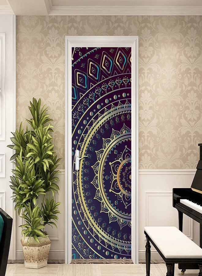 Jacklove Door Sticker Wall Paper-3D Door Mural Mandala Wall Decal Self-Adhesive Waterproof Removable Wallpaper Home Decoration for Bedroom Livingroom Bathroom 30.3x78.7(77x200cm), 2 Pcs Set - Image 1