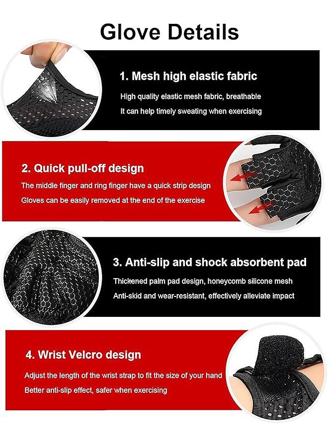 إم إكس إن قفازات تمارين، نصف إصبع مع قفازات تدريب للحماية من الكف، قفازات رفع وزن للألعاب الرياضية خفيفة الوزن وقفازات ركوب قفازات رياضية مضادة للصدمات من السيليكون للنساء والرجال (وردي) - Image 4
