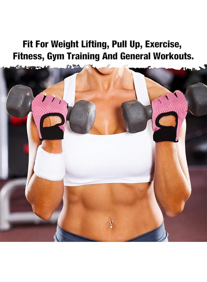 إم إكس إن قفازات تمارين، نصف إصبع مع قفازات تدريب للحماية من الكف، قفازات رفع وزن للألعاب الرياضية خفيفة الوزن وقفازات ركوب قفازات رياضية مضادة للصدمات من السيليكون للنساء والرجال (وردي) - Image 5
