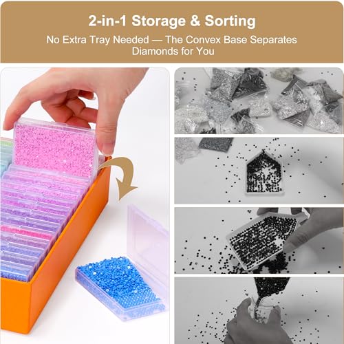 PP OPOUNT 60 PCS Diamond Art Storage Trays for Diamonds Storage & Line-Up, 2-in-1 DiamondPaintingStorage for Diamond Art Crafters, Diamond Art Convex Bottom Design, Diamond Painting Accessories - Image 3