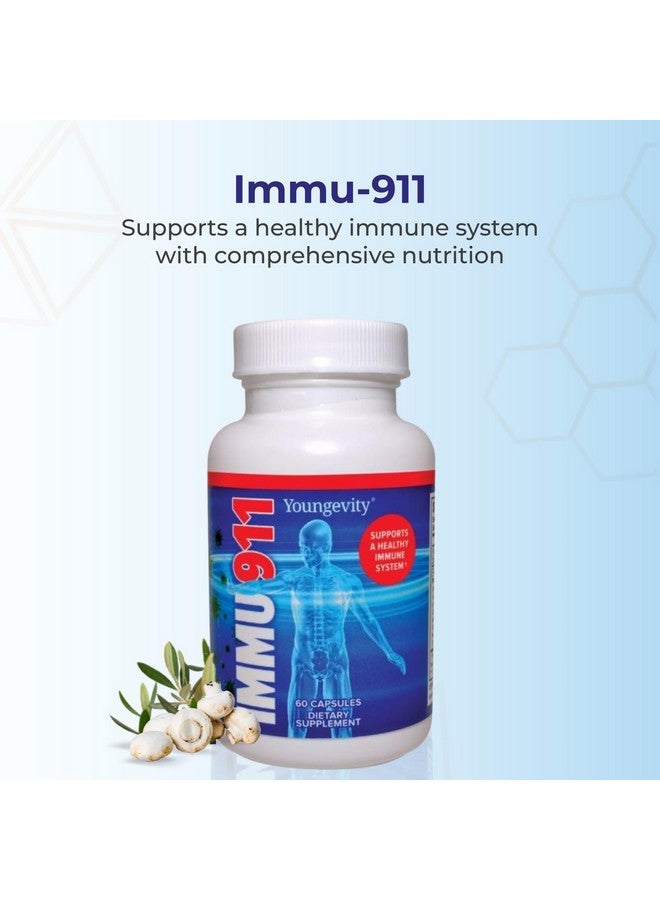 Youngevity Immu-911™ Advanced Immune - Colostrum, Vitamin C, Zinc, Echinacea, Astragalus, PAU D'Arco Bark + 6 Mycelial Mass Mushrooms for Immune Defense and Boost (60 Capsules) - Image 2