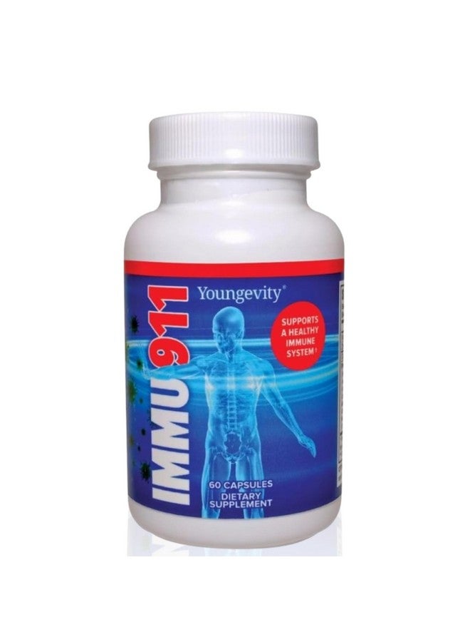 Youngevity Immu-911™ Advanced Immune - Colostrum, Vitamin C, Zinc, Echinacea, Astragalus, PAU D'Arco Bark + 6 Mycelial Mass Mushrooms for Immune Defense and Boost (60 Capsules) - Image 1