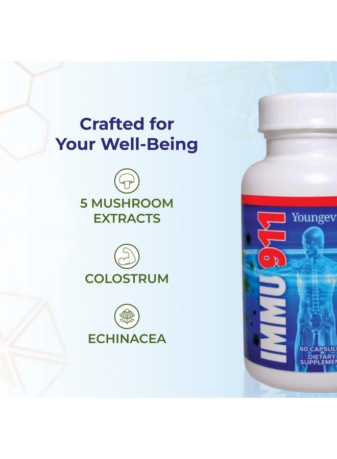 Youngevity Immu-911™ Advanced Immune - Colostrum, Vitamin C, Zinc, Echinacea, Astragalus, PAU D'Arco Bark + 6 Mycelial Mass Mushrooms for Immune Defense and Boost (60 Capsules) - Image 5