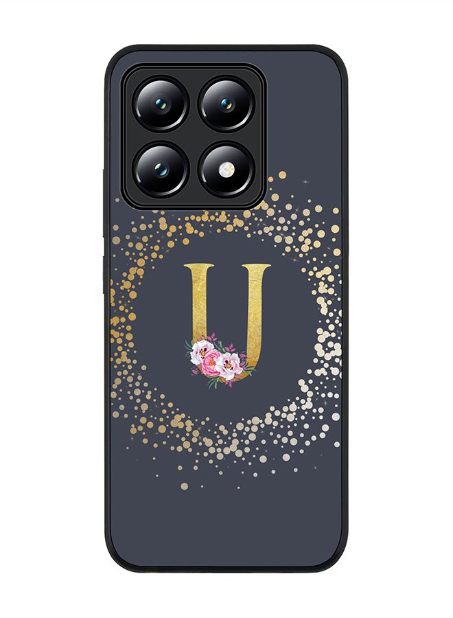 Stylizedd For Xiaomi 14T Case,Slim fit Camera Protection, Shockproof Thin Phone cover - Custom Monogram Floral - U (Grey ) - Image 1
