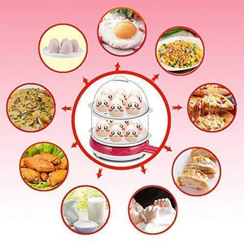 KERFORA KERFORA Multifunctional 2in1 Double Layer Egg Boiler with Handle Electric Automatic ShutOff for 14 Eggs Cooking Boiling and Frying Multicolor NonStick Frying Pan  - Image 2
