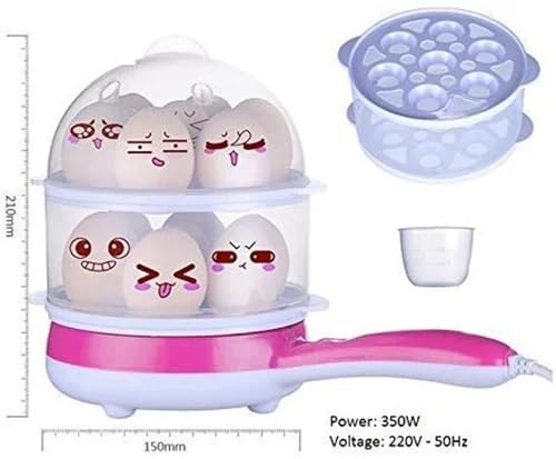 KERFORA KERFORA Multifunctional 2in1 Double Layer Egg Boiler with Handle Electric Automatic ShutOff for 14 Eggs Cooking Boiling and Frying Multicolor NonStick Frying Pan  - Image 3