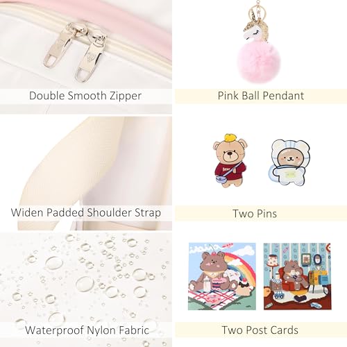 LXYGD Backpack for Girls with Accessories Laptop Bookbags 16 Inch Kawaii Kids Elementary Middle High School Bag College Travel Daypack Gifts for Teens Women Students (Off-white) - Image 5