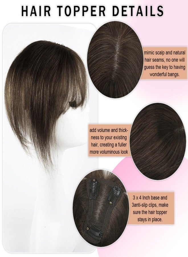 أودير غرة شعر أودير بمشبك للنساء، شعر بشري طبيعي بني داكن، تغطية 360 درجة، غرة خفيفة، وصلات شعر للشعر الخفيف - Image 3