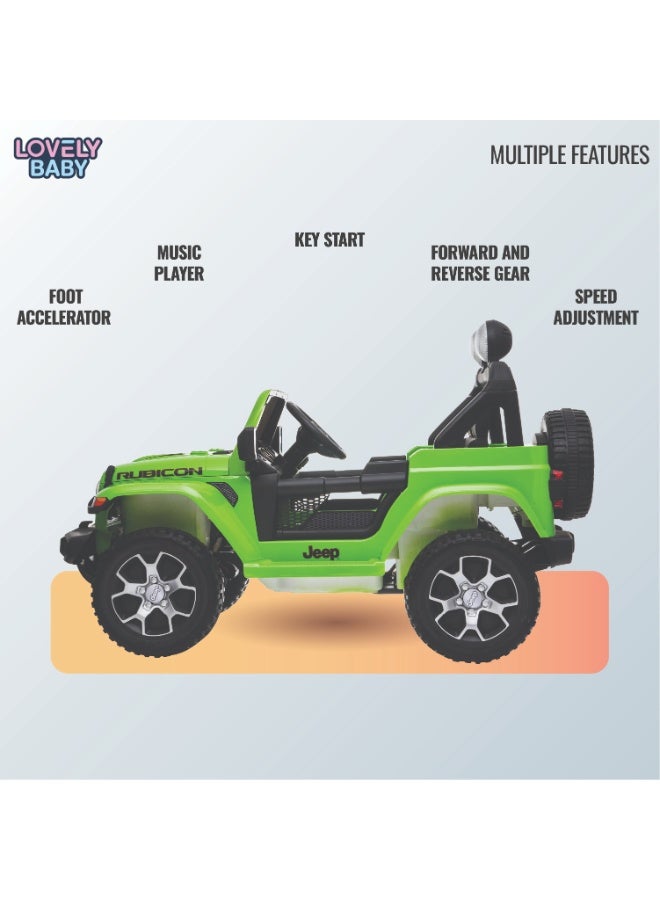 Jeep جيب روبكون المدعوم للأطفال LB 555EL، عجلات EVA، تحكم عن بعد، بدء تشغيل بالمفتاح، نظام تعليق، مشغل MP3-USB، أضواء، سيارة خارج الطريق، مركبة للأطفال، باب مفتوح - أخضر - Image 3
