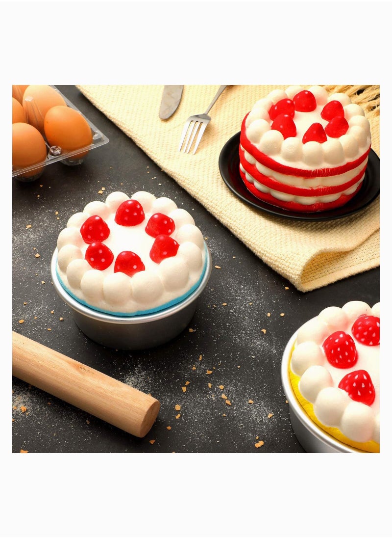 SYOSI Cake Pans Round Non stick Round Cheese cake Baking Pans for Home Party Baking Supplies, Round Cake Pans with Removable Bottom 4 Pieces 4 Inch  - Image 3