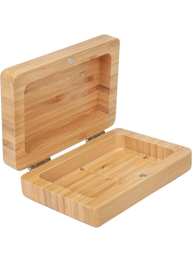 Gocokia Home Storage Box, Handmade Bamboo Wooden Soap Holder, Bathroom Soap Dish, Natural Square Soap Box, Natural Bamboo Soap Holder Wood - Image 1