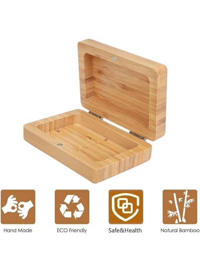 Gocokia Home Storage Box, Handmade Bamboo Wooden Soap Holder, Bathroom Soap Dish, Natural Square Soap Box, Natural Bamboo Soap Holder Wood - Image 3