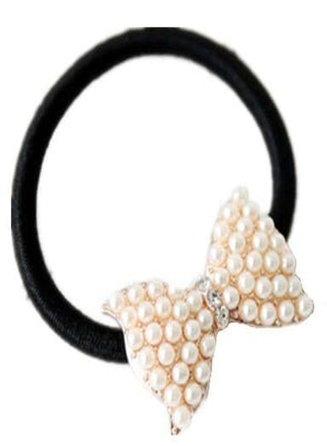 Lovef Beautiful Full Pearl with Crystal Rhinstone Flower Bow Fish Butterfly Design for Baby Children Girl Women Hair Accessories Elastic Tie Ponytail Holders Princess Hair Rope Rubber Bands(5Pcs) - Image 4