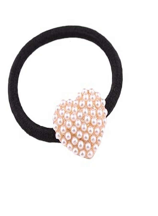 Lovef Beautiful Full Pearl with Crystal Rhinstone Flower Bow Fish Butterfly Design for Baby Children Girl Women Hair Accessories Elastic Tie Ponytail Holders Princess Hair Rope Rubber Bands(5Pcs) - Image 5
