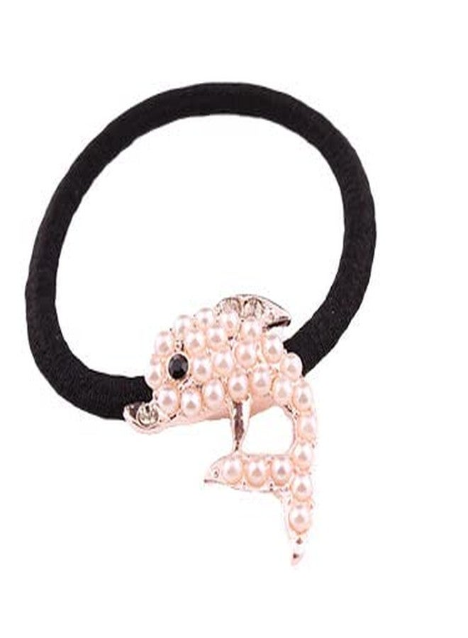 Lovef Beautiful Full Pearl with Crystal Rhinstone Flower Bow Fish Butterfly Design for Baby Children Girl Women Hair Accessories Elastic Tie Ponytail Holders Princess Hair Rope Rubber Bands(5Pcs) - Image 3
