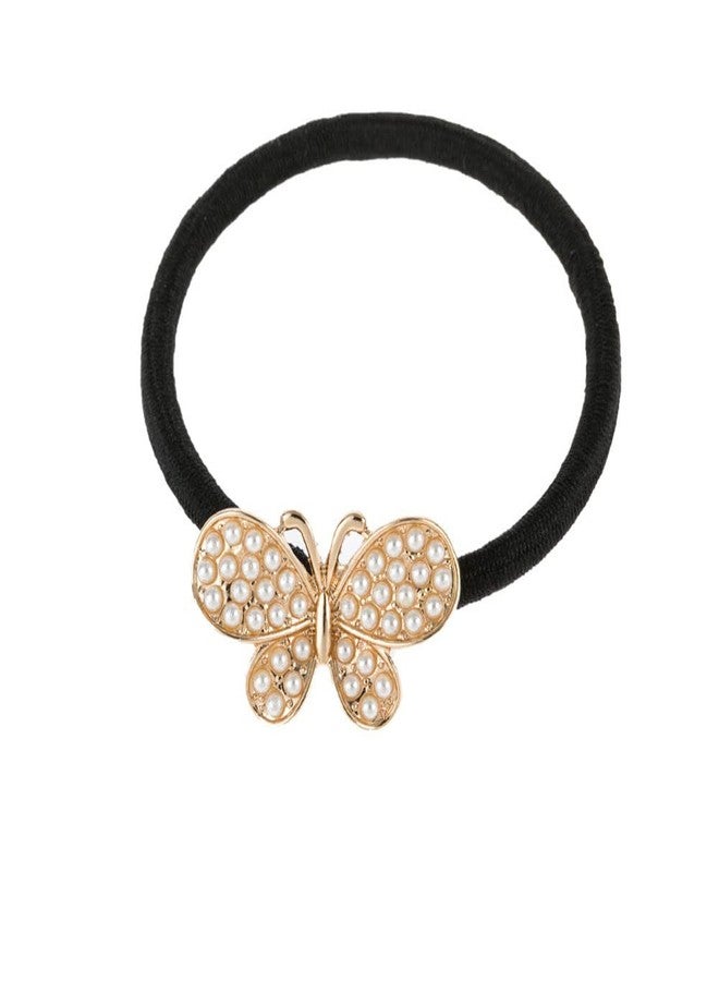 Lovef Beautiful Full Pearl with Crystal Rhinstone Flower Bow Fish Butterfly Design for Baby Children Girl Women Hair Accessories Elastic Tie Ponytail Holders Princess Hair Rope Rubber Bands(5Pcs) - Image 2