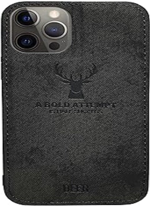 Digital Luxury Soft Texture Patterned TPU Cloth Anti-Fingerprint Full Protective Case for iPhone 12/ iPhone12 Pro (Black)