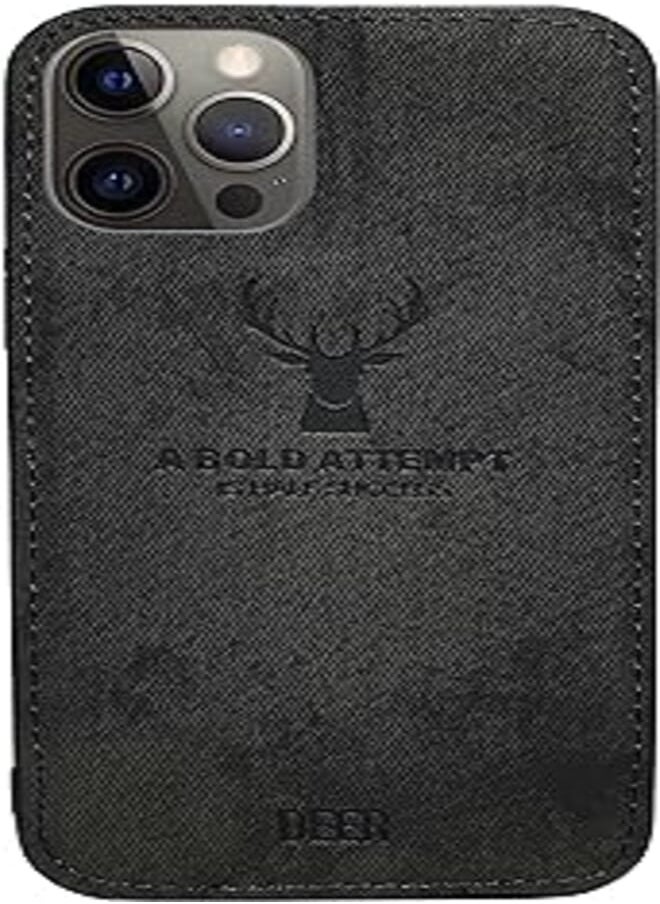 Generic - Digital Luxury Soft Texture Patterned TPU Cloth Anti-Fingerprint Full Protective Case for iPhone 12/ iPhone12 Pro (Black) - Image 1