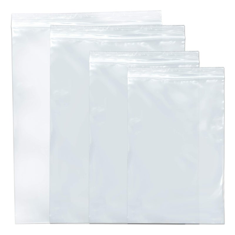SNL Quality Zipper Lock Reclosable Clear Disposable Plastic Bags Strong Assorted Large Bag Sizes 6 X9 8 X 10 9 X 12 10 X 13 2 MIL 400 Bags