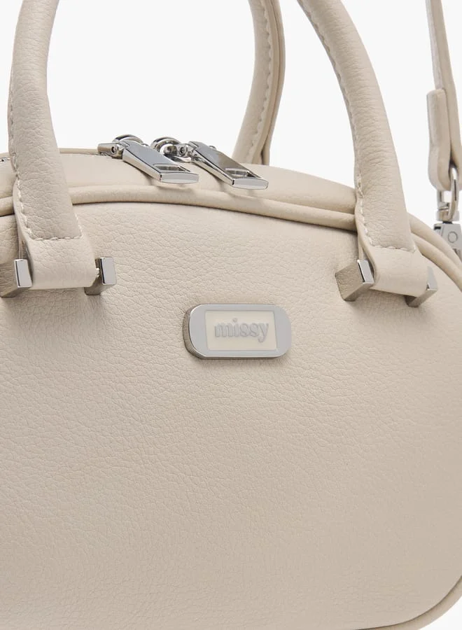 ميسي Women Textured Tote Bag with Zip Closure and Adjustable Strap