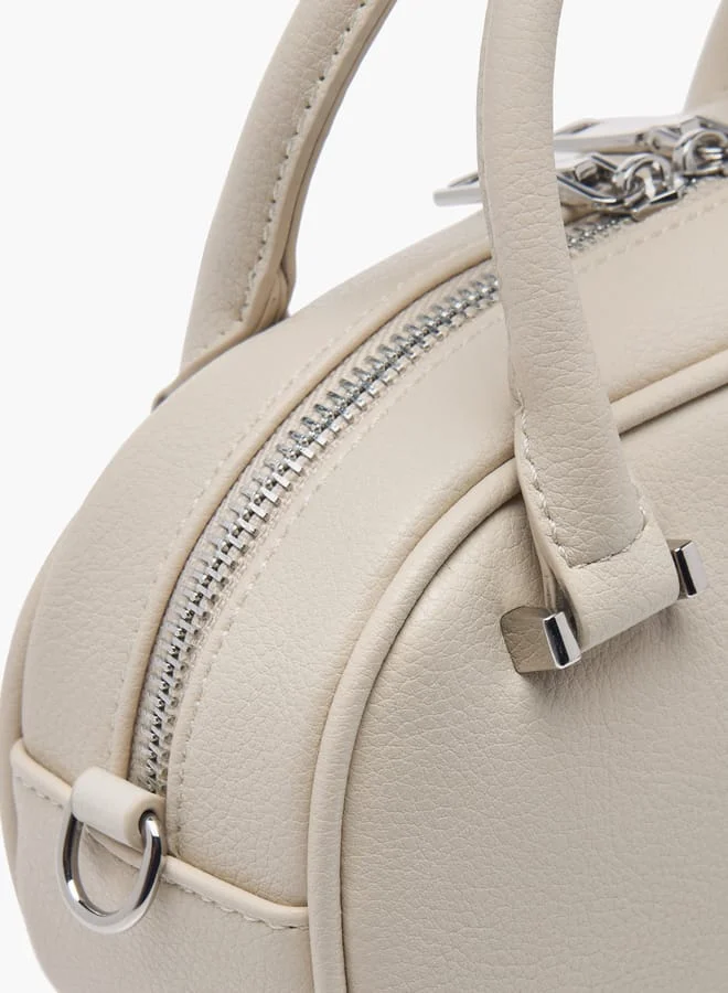 ميسي Women Textured Tote Bag with Zip Closure and Adjustable Strap