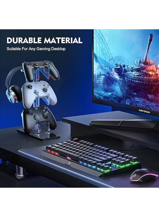 Universal 3 Tier Controller Holder with Headset Stand Holder for Xbox ONE Switch PS4 PS5 PC, Controller Stand Bracket Gaming Accessories