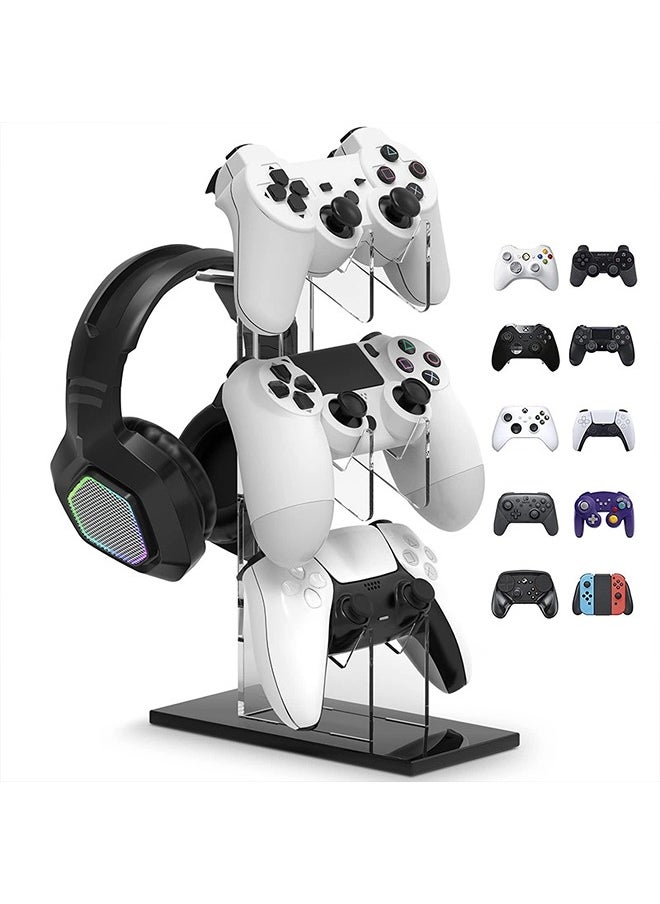 ShebSheb Universal 3 Tier Controller Holder with Headset Stand Holder for Xbox ONE Switch PS4 PS5 PC, Controller Stand Bracket Gaming Accessories  - Image 1