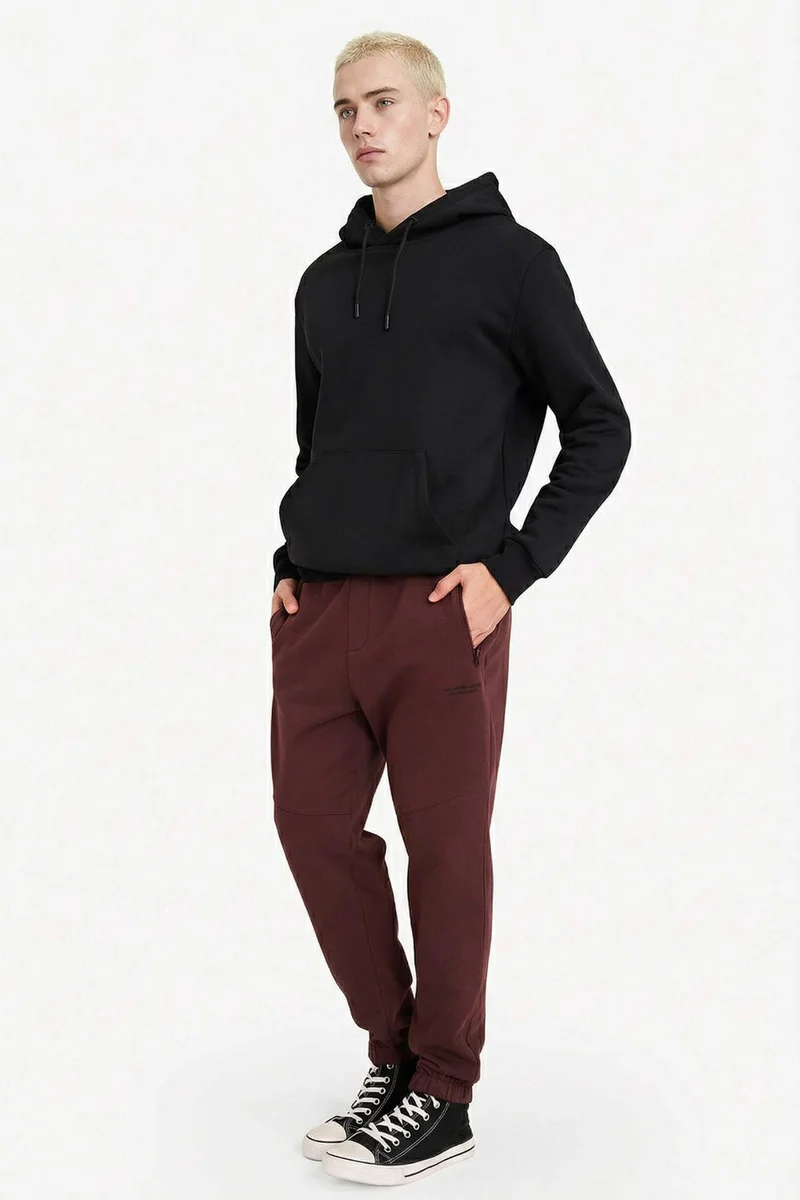 ديفاكتو Regular Fit Draw Waist Soft Fleece Lined Elasticated Leg Sweatpants