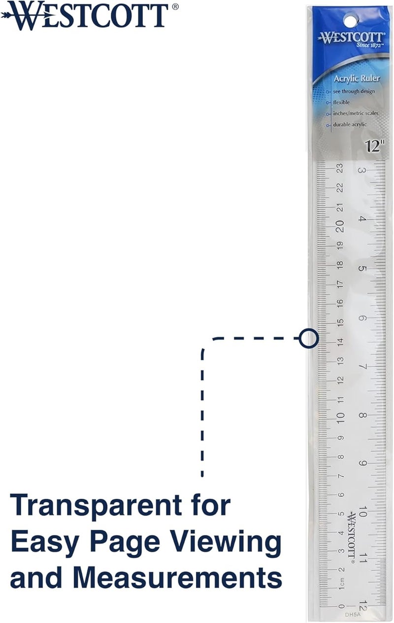 Westcott 10562 Acrylic Clear Ruler 12 in - Image 4