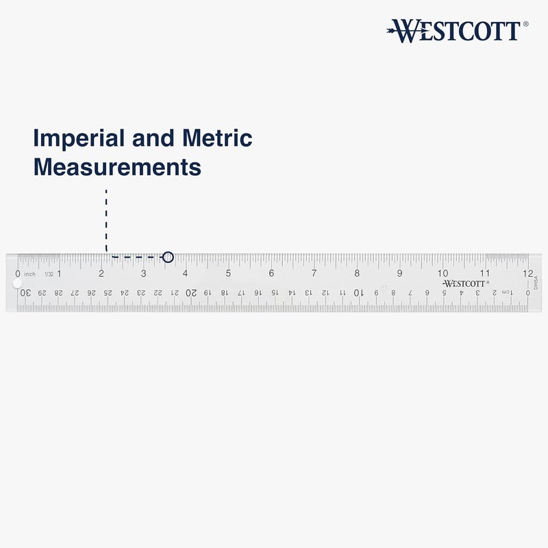 Westcott 10562 Acrylic Clear Ruler 12 in - Image 2