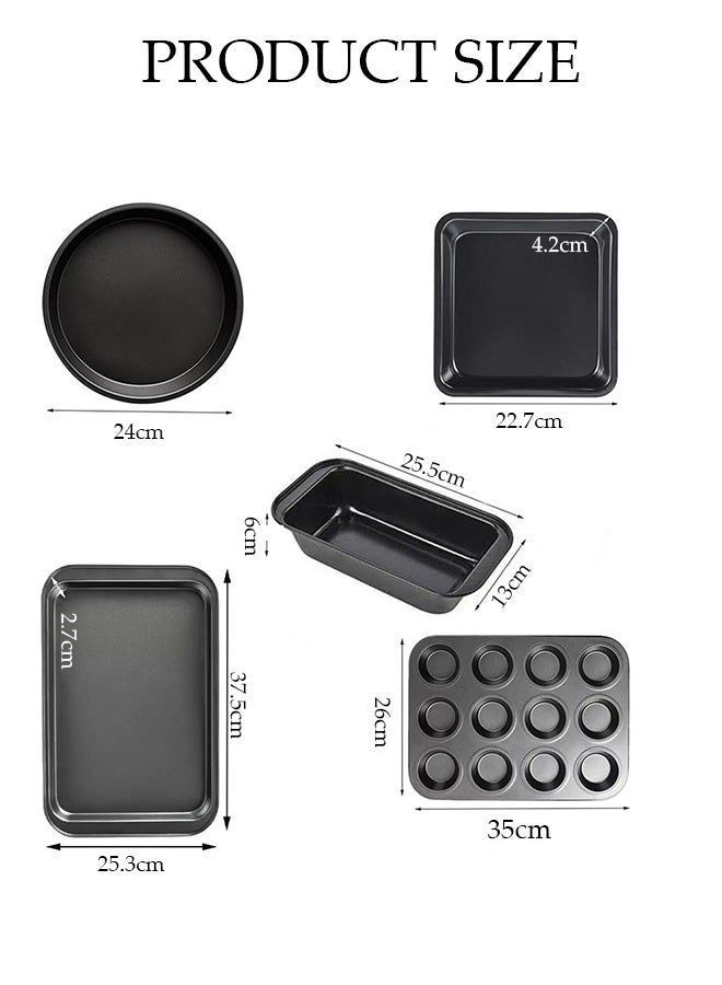 DUNISO 5Pcs Baking Tray Set Nonstick Stackable Bakeware Pans Set Carbon Steel Oven Safe Baking Mold Tray Household Baking Cake Mold Pan Nonstick Baking Pans for Make Cookies,Cake, Bread, Pizza - Image 4