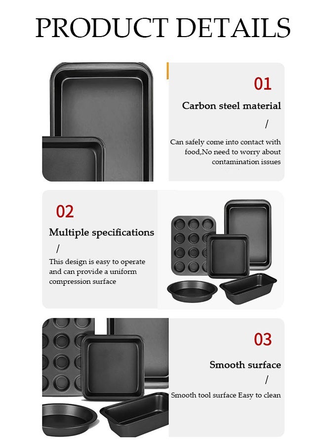 DUNISO 5Pcs Baking Tray Set Nonstick Stackable Bakeware Pans Set Carbon Steel Oven Safe Baking Mold Tray Household Baking Cake Mold Pan Nonstick Baking Pans for Make Cookies,Cake, Bread, Pizza - Image 5