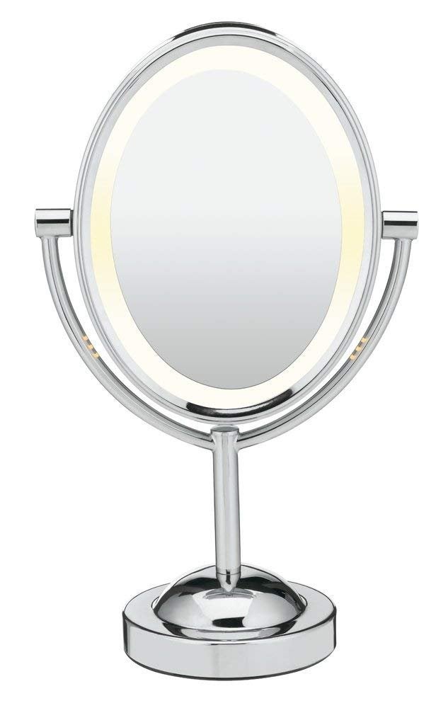 Conair Lighted Makeup Mirror, LED Vanity Mirror, 1X/7X Magnifying Mirror, Double Sided, Corded in Polished Chrome - Image 1