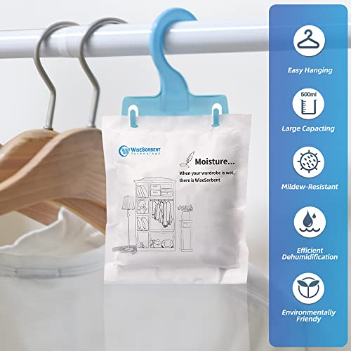 Wisesorb Moisture Absorber Packets with Plastic Case & Hook, Odor Eliminator, Leak Proof, Fragrance Free, Humidity Packs, Hanging Closet Dehumidifier Bags, Moisture Absorber (4 Packs) - Image 5