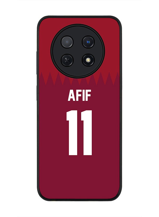 Stylizedd Rugged Black edge case for Huawei Nova Y91 4G  Huawei Enjoy 60X, Slim fit Soft Case Flexible Rubber Edges Anti Drop TPU Gel Thin Cover -  Football Team - Qatar, Player Name - Afif - Image 1