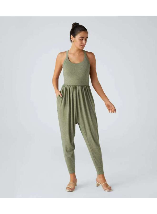 Sleeveless Strap Tie-up Hip Jumpsuit