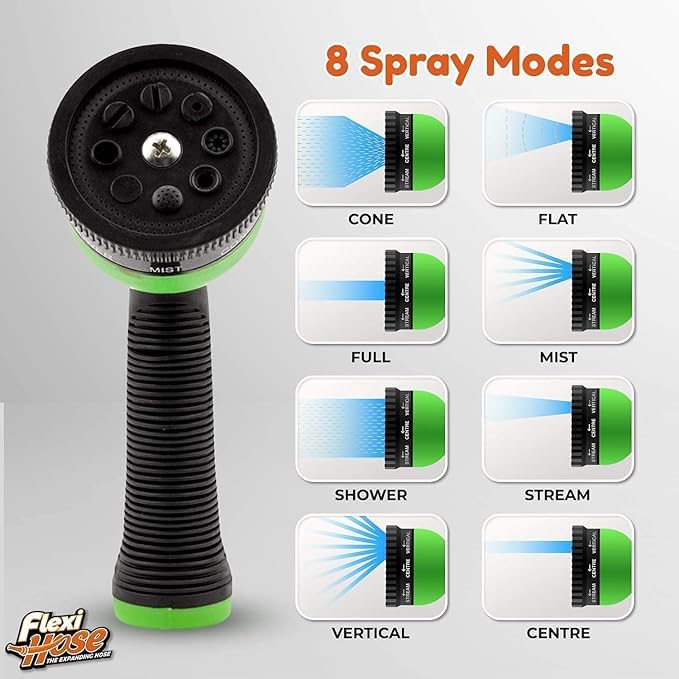 Flexi Hose Plus Expandable Garden Hose with 8 Function Nozzle, 75FT - Lightweight Retractable Garden Hose, Water Hose - No-Kink Flexibility, 3/4 Inch Solid Brass Fittings Includes Hook & Bag - Image 5