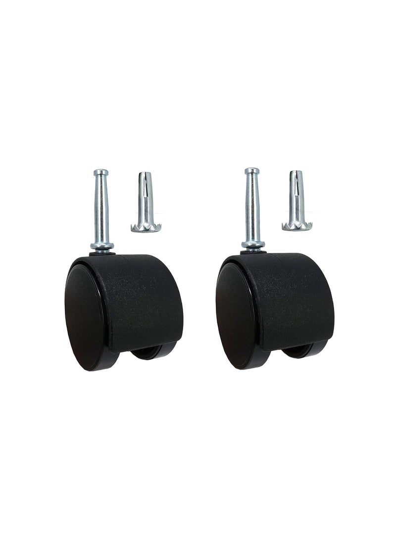 Shepherd Hardware 9418 2-Inch Office Chair Caster, Twin Wheel, 5/16-Inch Stem Diameter, 75-lb Load Capacity, Black, 2 Count (Pack of 1) - Image 1